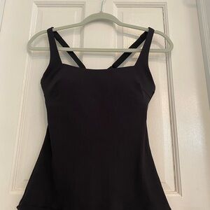 Athleta Black Rib Square Neck Bra Cup Tankini - 34 B/C